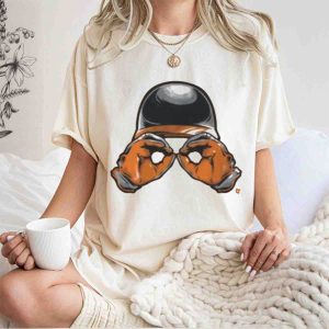 Baltimore Orioles T-Shirt With Helmet And Gloves Holding Binoculars