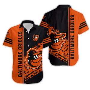 Baltimore Orioles Black And Orange Striped Hawaiian Shirt For Fans
