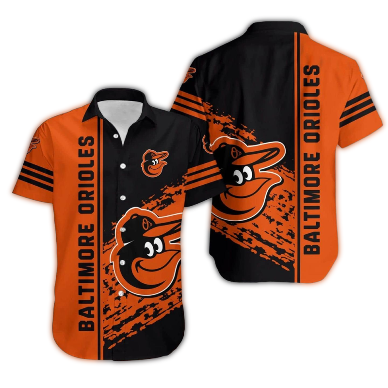 Baltimore Orioles In My Heart Stripes Black and Orange Hawaiian Shirt 1