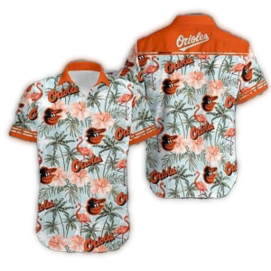 Baltimore Orioles Tropical Print Hawaiian Shirt For Casual Wear