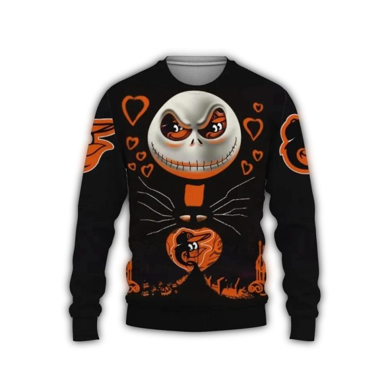 Baltimore Orioles Jack Skeleton Ugly Christmas Sweater 1