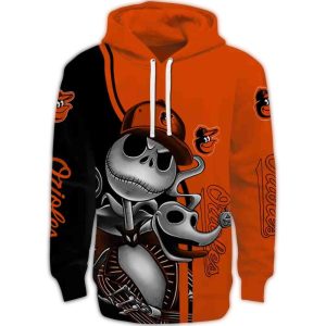 Baltimore Orioles Jack Skellington All-Over Print Hoodie For Fans