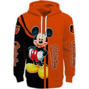 Baltimore Orioles Mickey Mouse All-Over Print Hoodie For Fans