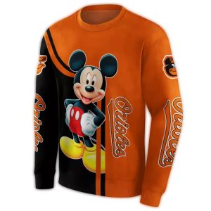 Baltimore Orioles Mickey Mouse All-Over Print Sweatshirt For Fans