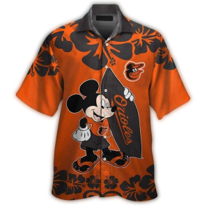 Mickey Mouse Surf Flower Hawaiian Shirt For Baltimore Orioles Fans