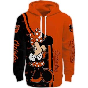 Baltimore Orioles Minnie Mouse All-Over Print Hoodie For Fans