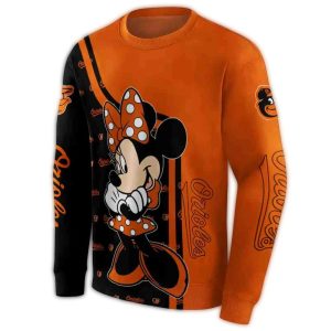 Baltimore Orioles Minnie Mouse All-Over Print Sweatshirt For Fans