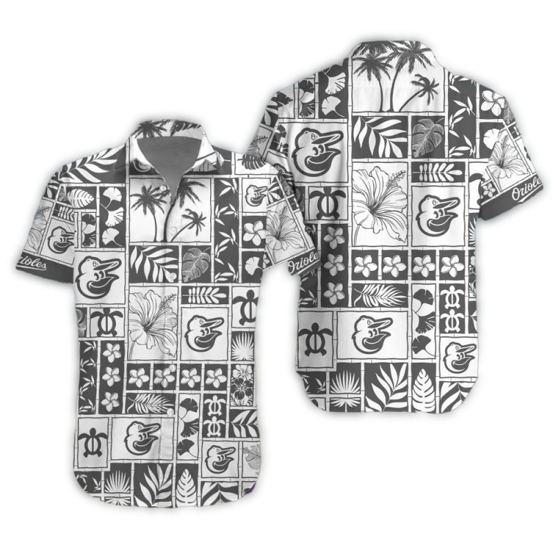Baltimore Orioles Monochrome Island Hawaiian Shirt 1