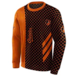 Baltimore Orioles Monogram Pattern All-Over Print Hoodie For Fans