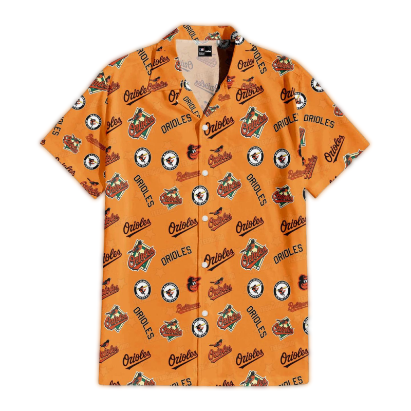 Baltimore Orioles Orange Feathers Hawaiian Shirt 1
