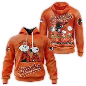 Baltimore Orioles Peanuts Forever All-Over Print Hoodie For Fans