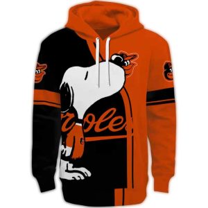 Baltimore Orioles Snoopy All-Over Print Hoodie For Fun Fans
