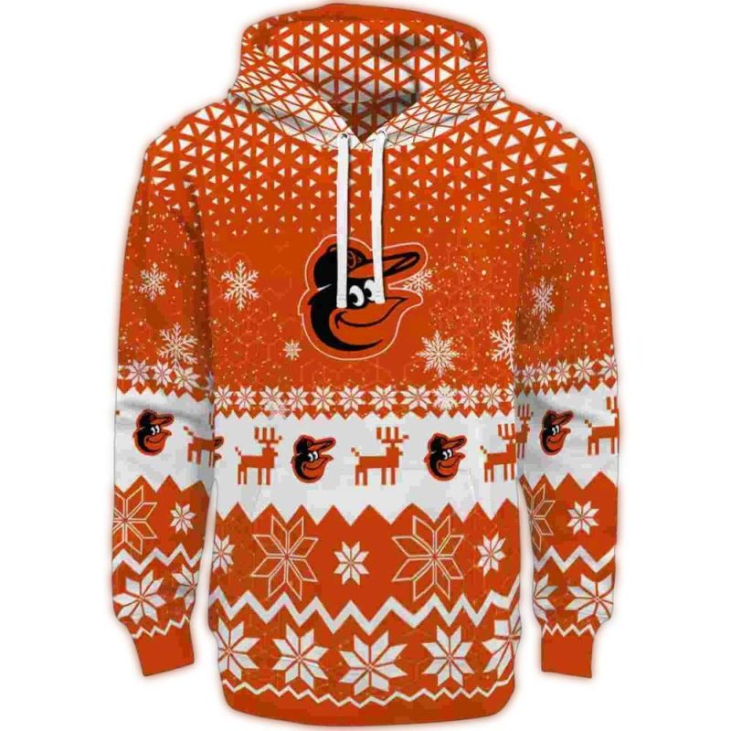 Baltimore Orioles Reindeer Motif AOP Hoodie 1
