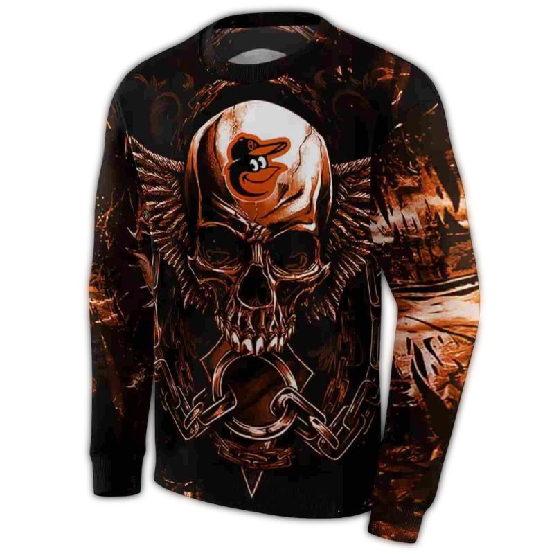 Baltimore Orioles Skull Artwork AOP Sweatshirt 1