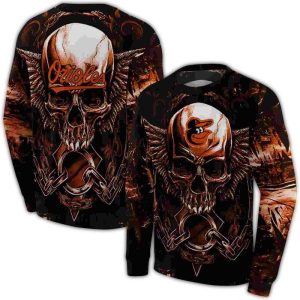 Baltimore Orioles Skull Artwork Holiday Sweatshirt For Fans