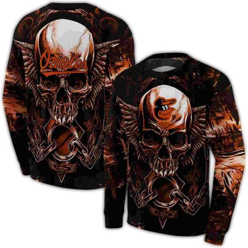 Baltimore Orioles Skull Artwork Ugly Sweater 1