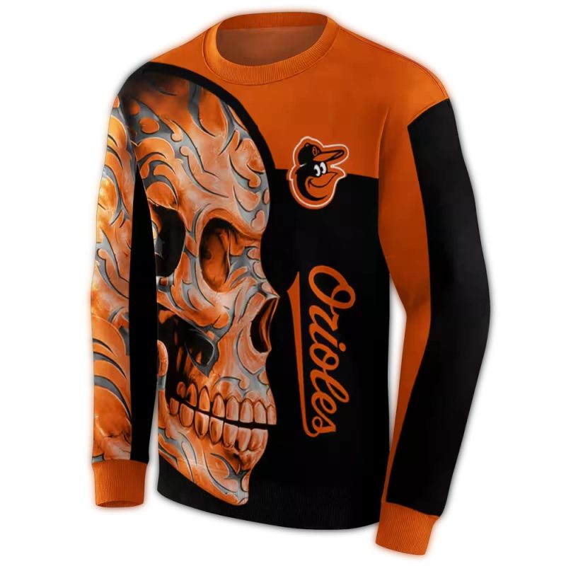 Baltimore Orioles Skull Motif AOP Sweatshirt 1