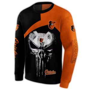 Baltimore Orioles Skull Punisher Graphic Sweatshirt For Fans