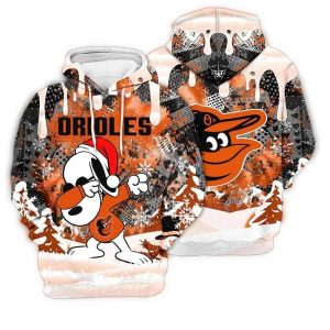 Baltimore Orioles Snoopy Dabbing Peanuts All-Over Print Hoodie