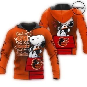 Baltimore Orioles Snoopy Girl All-Over Print Hoodie For Fans