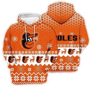 Baltimore Orioles Ugly Christmas Hoodie - All Over Football Print