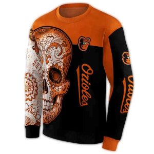 Baltimore Orioles Sugar Skull All-Over Print Sweatshirt For Fans