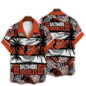 Baltimore Orioles Hawaiian Shirt With Tiki Palm Trees Design