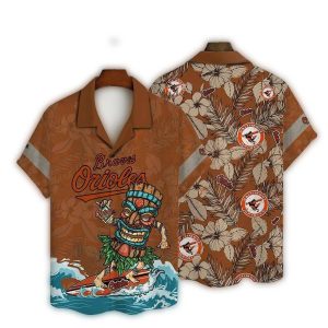 Vintage Baltimore Orioles Tiki Surf Hawaiian Shirt For Fans