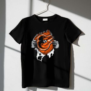 Baltimore Orioles Torn Logo Hand Rip Effect T-Shirt For Fans