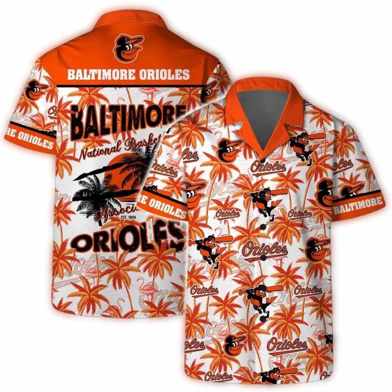 Baltimore Orioles Tropical Palms Hawaiian Shirt 1