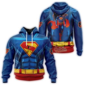 Baltimore Orioles Superman All Over Print Hoodie For Fans