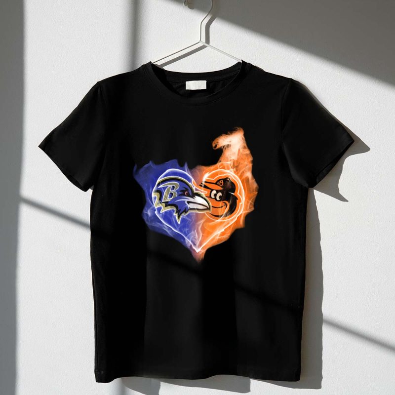 Baltimore Ravens Orioles Heart Flame T Shirt t shirt 1 1