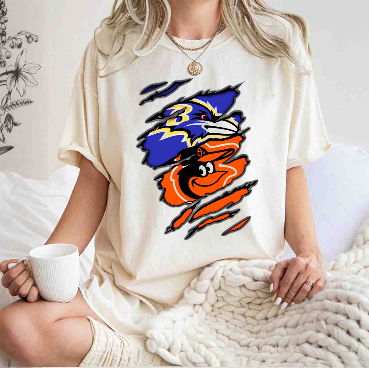 Baltimore Ravens Orioles Logo Mashup T Shirt t shirt 1 1