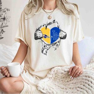 Baltimore Ravens & Los Angeles Dodgers Heart Graphic T-Shirt