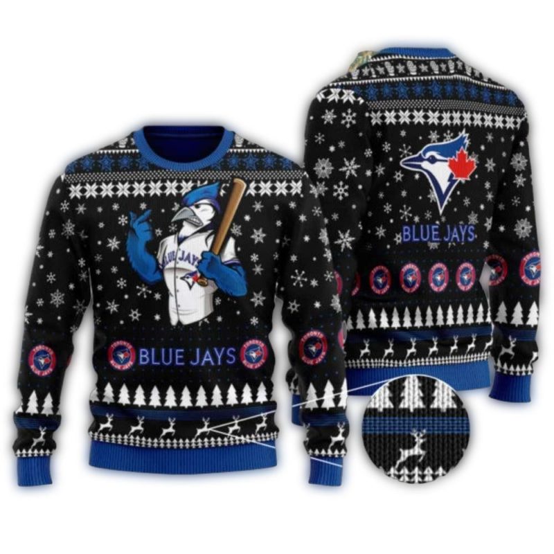 Baseball Bird Mascot Toronto Blue Jays Christmas Ugly Sweater 1