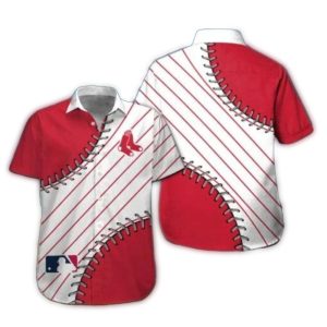 Boston Red Sox Hawaiian Shirt with Baseball Stitch Pattern for Fans
