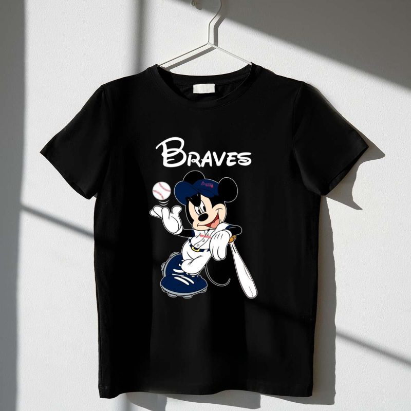 Atlanta Braves Mickey Mouse Baseball T-Shirt For Fans