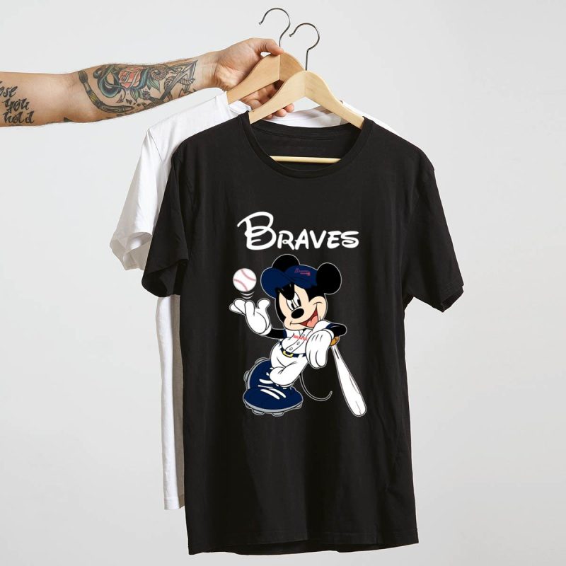 Atlanta Braves Mickey Mouse Baseball T-Shirt For Fans - Image 4
