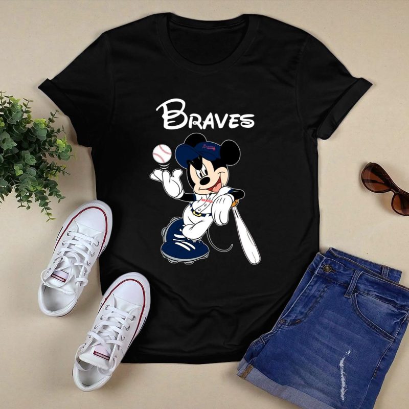 Atlanta Braves Mickey Mouse Baseball T-Shirt For Fans - Image 5