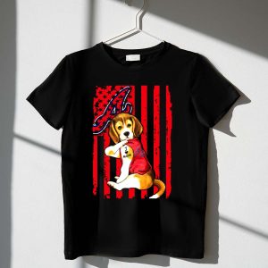 Beagle I Love Mom Atlanta Braves Striped T-Shirt For Dog Lovers