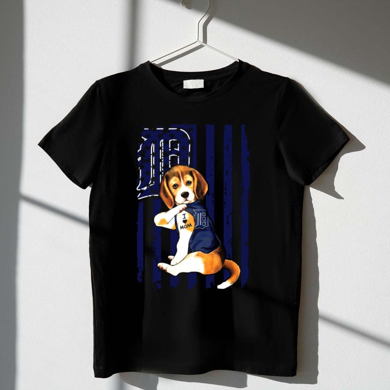 Beagle Puppy I Love Mom Detroit Tigers Stripes T Shirt t shirt 1 1