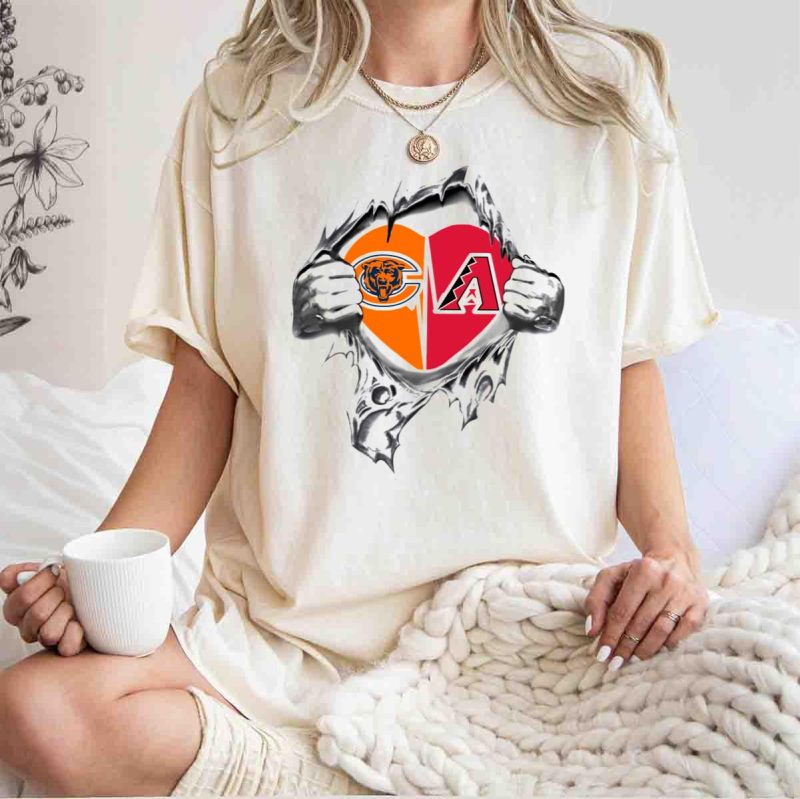 Bears Arizona Diamondbacks Heart with Logos Split T Shirt t shirt 1 1