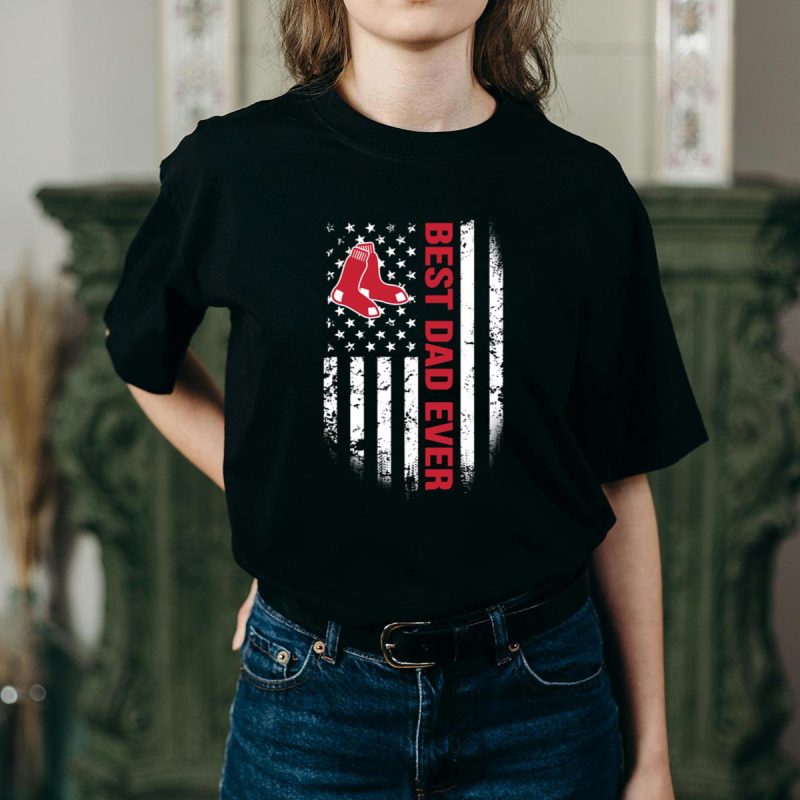 Boston Red Sox Dad T-Shirt with American Flag Design - Perfect Gift - Image 2