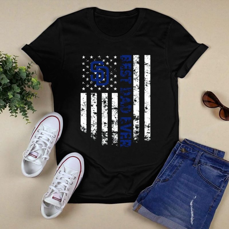 Best Dad Ever San Diego Padres American Flag T Shirt Black 1