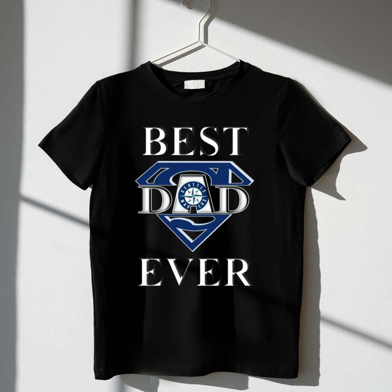 Best Dad Ever Seattle Mariners Logo Super Dad Badge T Shirt t shirt 1 1