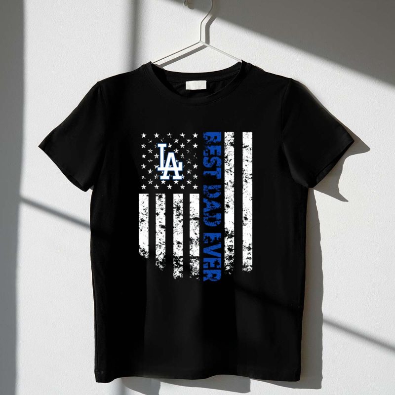 Best Los Angeles Dodgers Dad Ever American Flag Fan Gift T Shirt.jpeg t shirt 1 1