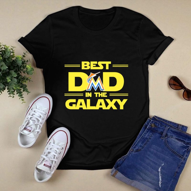 Best Miami Marlins Dad in the Galaxy Star Wars Inspired Graphics T Shirt Black 1