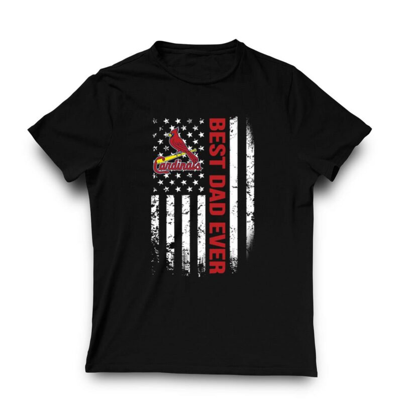 Best St. Louis Cardinals Dad Ever Graphic T-Shirt – American Flag Gift - Image 3
