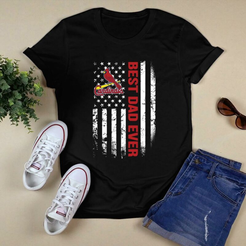 Best St. Louis Cardinals Dad Ever Graphic T-Shirt – American Flag Gift - Image 5