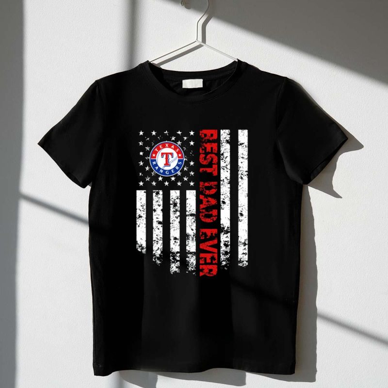 Best Texas Rangers Dad Ever American Flag T Shirt t shirt 1 1